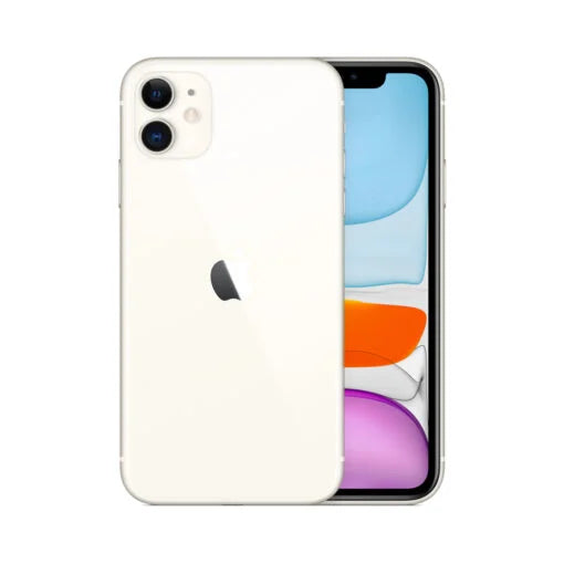 White smartphone with Apple logo on a white background